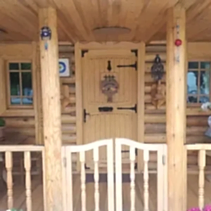 Veranda kapı yakın çekim 70 m2 Tomruk ev imalatı projeleri modelleri