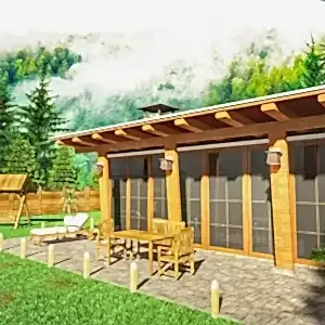 Yeşillikler içinde önü camlı 80 m2 ahşap ev çamlı vadi modeli ve fiyatları