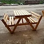 Ahşap Sırtlıklı Piknik Masası Modelleri Görsel