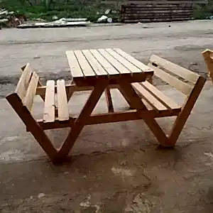 Ahşap Sırtlıklı Piknik Masası Modelleri Görsel