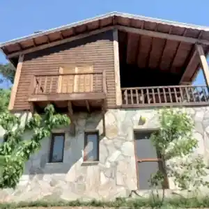 Altı taş üstü ahşap kütük ev ege modeli