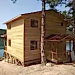 110 m2 ahşap ev arka giriş